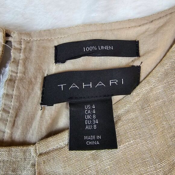 NWOT Tahari 100% Linen Sleeveless Belted Dress with Pockets Size 4 - Picture 10 of 16